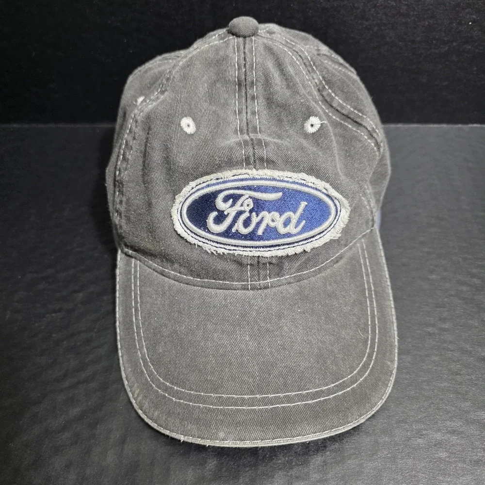 Ford Hat Cap Strap Back Faded Grey Blue Logo Patch Mens Baseball Cap‎